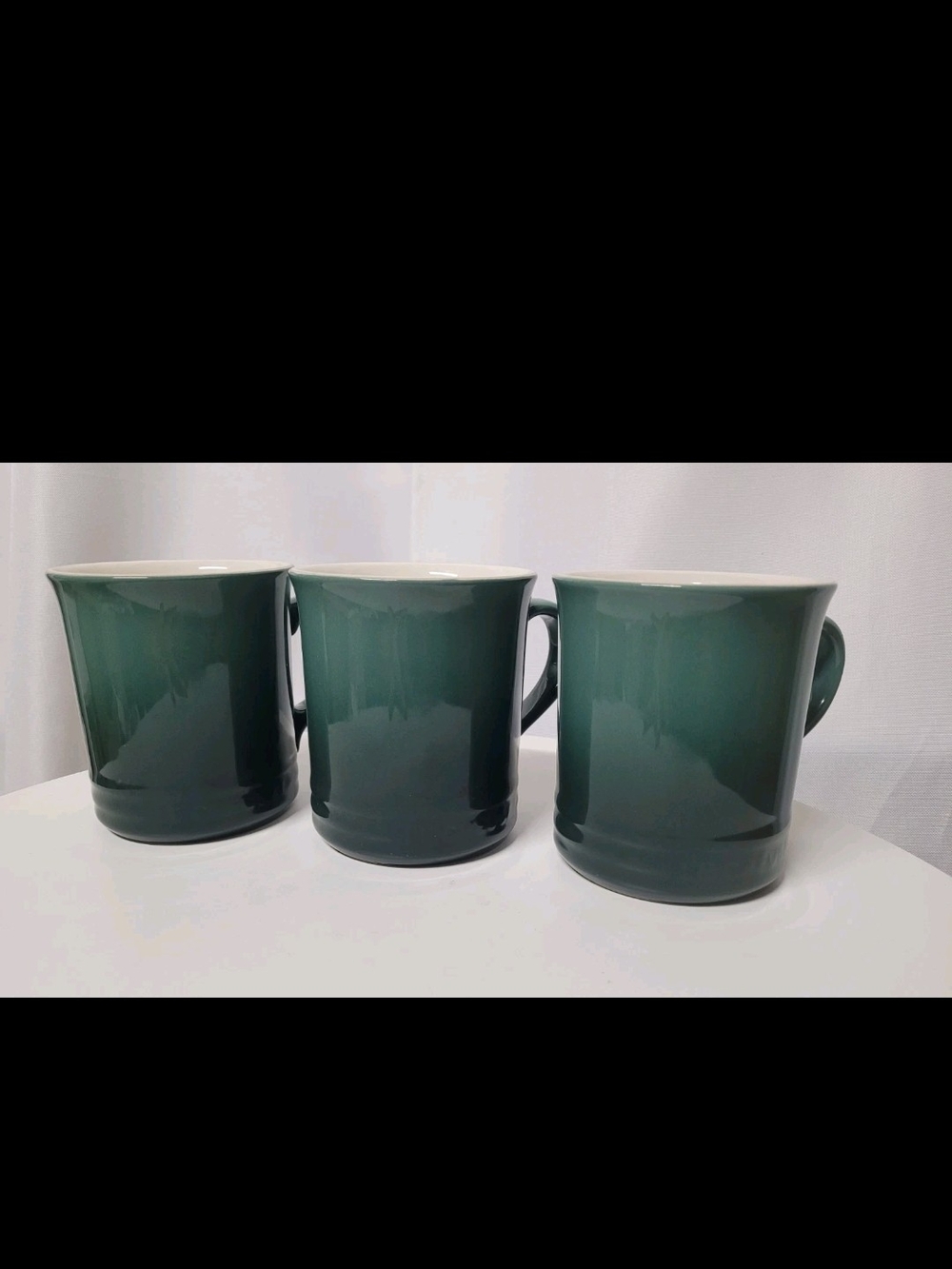 Le Creuset Deep Emerald Green Ceramic Mugs - Set of 3